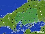 広島県のアメダス実況(風向・風速)(2020年01月08日)