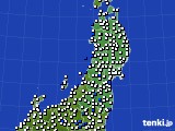 東北地方のアメダス実況(風向・風速)(2020年01月09日)