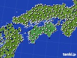 四国地方のアメダス実況(風向・風速)(2020年01月12日)