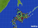 北海道地方のアメダス実況(日照時間)(2020年01月16日)