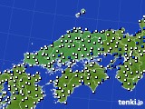 中国地方のアメダス実況(風向・風速)(2020年01月18日)