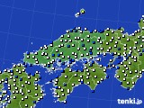 中国地方のアメダス実況(風向・風速)(2020年01月20日)