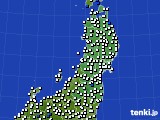 東北地方のアメダス実況(風向・風速)(2020年01月22日)