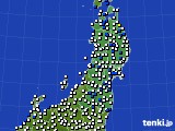 2020年01月25日の東北地方のアメダス(風向・風速)