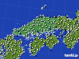 中国地方のアメダス実況(風向・風速)(2020年01月29日)