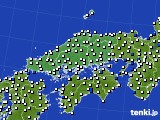 中国地方のアメダス実況(風向・風速)(2020年02月01日)