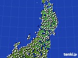 2020年02月08日の東北地方のアメダス(風向・風速)