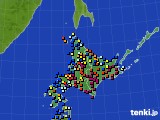 北海道地方のアメダス実況(日照時間)(2020年02月09日)