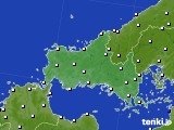 山口県のアメダス実況(風向・風速)(2020年02月11日)