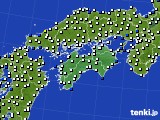 四国地方のアメダス実況(風向・風速)(2020年02月12日)