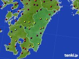 宮崎県のアメダス実況(日照時間)(2020年02月13日)