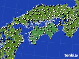 四国地方のアメダス実況(風向・風速)(2020年02月16日)