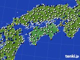 2020年02月16日の四国地方のアメダス(風向・風速)