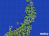 2020年02月18日の東北地方のアメダス(風向・風速)