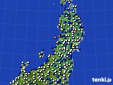 東北地方のアメダス実況(風向・風速)(2020年02月18日)