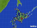 北海道地方のアメダス実況(日照時間)(2020年02月19日)