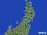 東北地方のアメダス実況(風向・風速)(2020年02月19日)