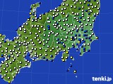関東・甲信地方のアメダス実況(風向・風速)(2020年02月22日)