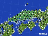 2020年02月22日の中国地方のアメダス(風向・風速)