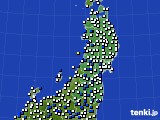 2020年02月27日の東北地方のアメダス(風向・風速)