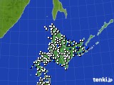 北海道地方のアメダス実況(風向・風速)(2020年03月15日)