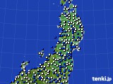 東北地方のアメダス実況(風向・風速)(2020年03月16日)