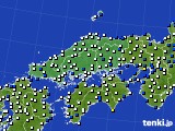 中国地方のアメダス実況(風向・風速)(2020年03月16日)