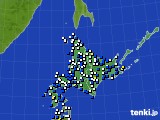 北海道地方のアメダス実況(風向・風速)(2020年04月02日)