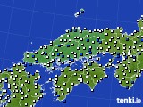 2020年04月09日の中国地方のアメダス(風向・風速)