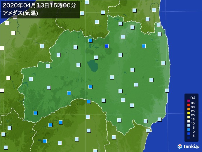 福島県の過去のアメダス実況 2020年04月13日 気温 日本気象協会 Tenki Jp