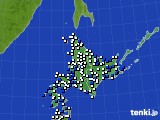 北海道地方のアメダス実況(風向・風速)(2020年04月18日)