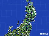 2020年05月07日の東北地方のアメダス(風向・風速)