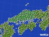 中国地方のアメダス実況(風向・風速)(2020年06月11日)