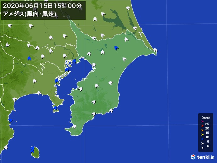 千葉県の過去のアメダス実況 2020年06月15日 風向 風速 日本気象協会 Tenki Jp