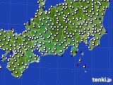 東海地方のアメダス実況(風向・風速)(2020年06月19日)