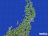 東北地方のアメダス実況(風向・風速)(2020年06月22日)