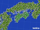 2020年06月24日の四国地方のアメダス(風向・風速)