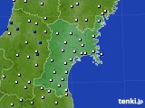 宮城県のアメダス実況(風向・風速)(2020年06月25日)
