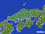 中国地方のアメダス実況(風向・風速)(2020年07月04日)