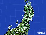 2020年07月07日の東北地方のアメダス(風向・風速)