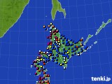 北海道地方のアメダス実況(日照時間)(2020年07月13日)