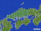 中国地方のアメダス実況(風向・風速)(2020年07月15日)