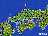 2020年07月16日の中国地方のアメダス(気温)