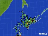 北海道地方のアメダス実況(日照時間)(2020年07月21日)