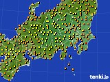 関東・甲信地方のアメダス実況(気温)(2020年07月25日)