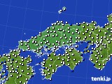 中国地方のアメダス実況(風向・風速)(2020年07月25日)