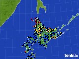 北海道地方のアメダス実況(日照時間)(2020年07月27日)