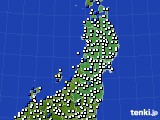 2020年07月28日の東北地方のアメダス(風向・風速)