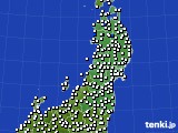 2020年07月30日の東北地方のアメダス(風向・風速)