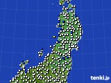 2020年08月09日の東北地方のアメダス(風向・風速)